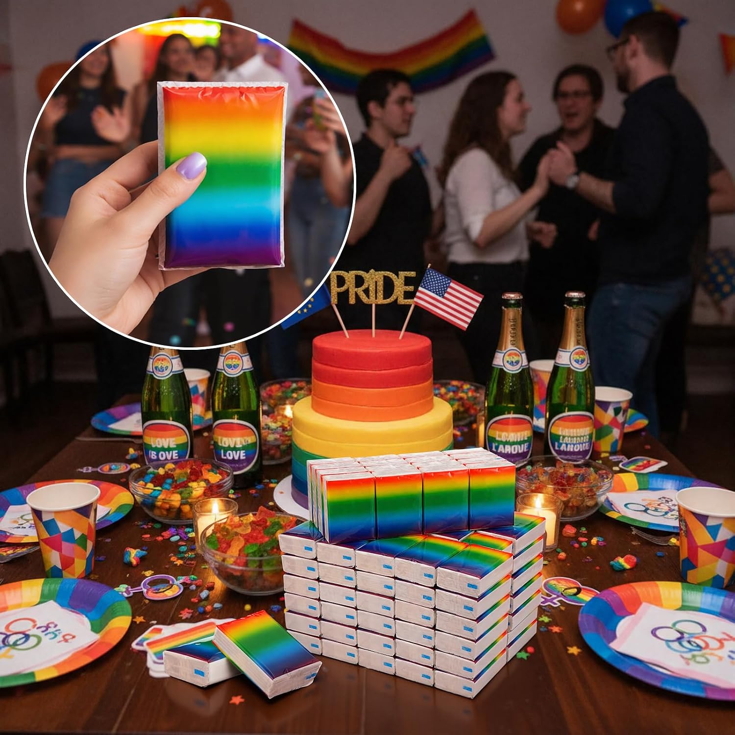 60 Pack Rainbow Pocket Facial Tissues Bulk 3-ply Pride Lgbtq Soft Travel Tissues Rainbow Party Favor for Trans Bi Lesbian Gay Pride Stuff Accessories Celebration Parades Party Supplies