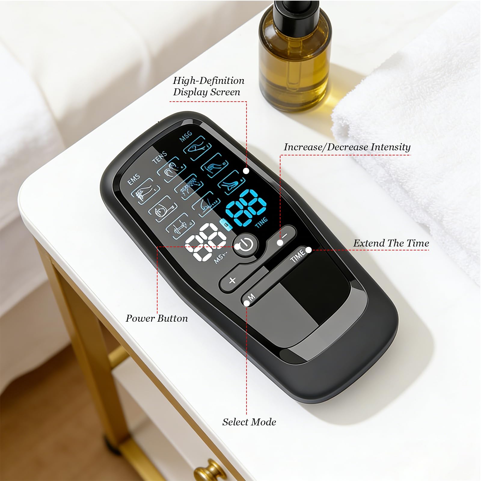 3 EN 1 Electrostimulateur Musculaire, 9 Modes et 10 patchs, Appareil d'électrostimulation à 2 canaux pour simulateur de règles et de travail - Pour soulager la douleur, le développement