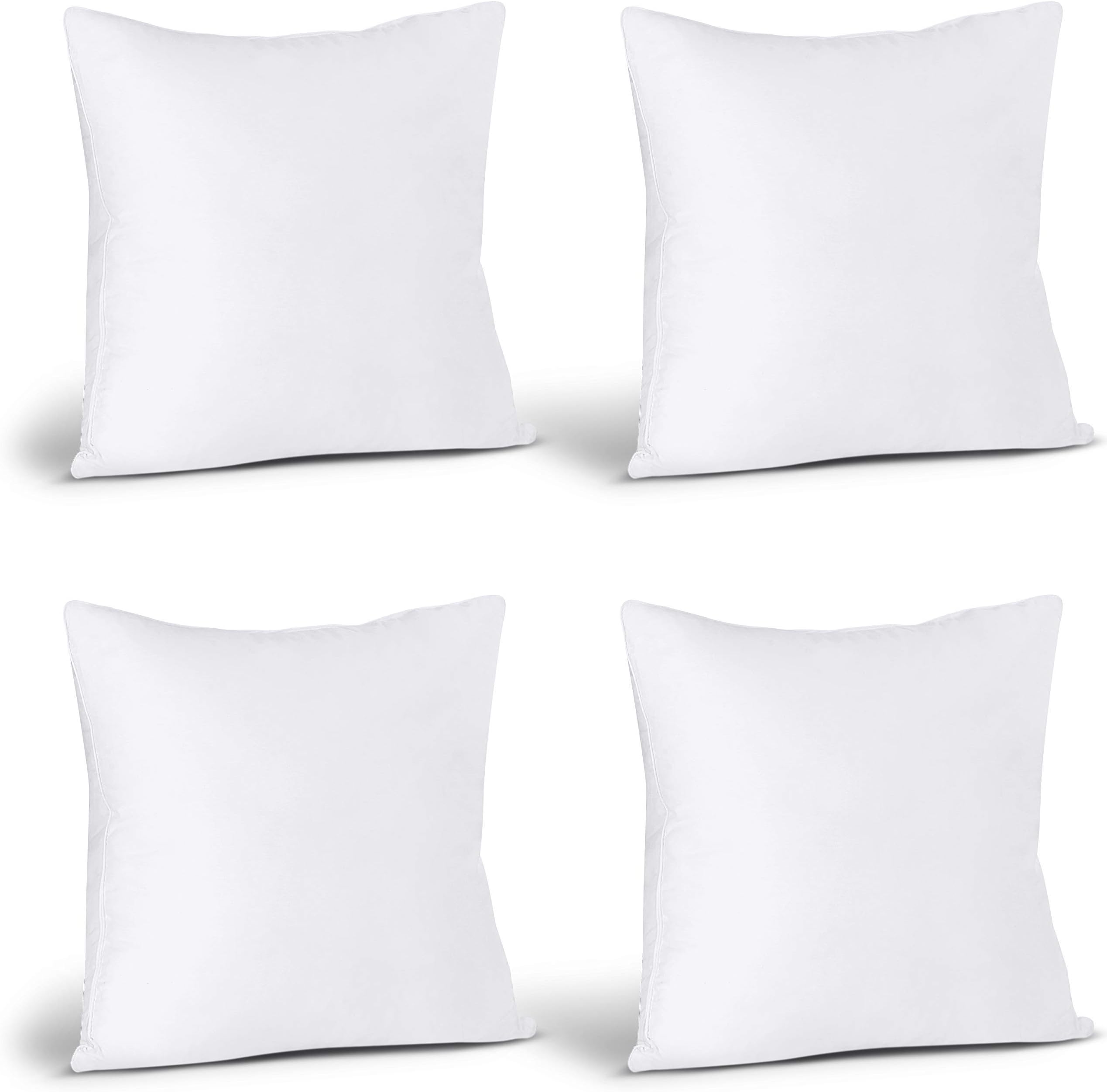 Utopia Bedding Cushion Inserts (Pack of 4) – 45x45 cm (18x18 inch) Hollowfibre Inner Pads for Sofa or Bed – White Cushion Fillers Thorw Pillow