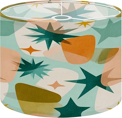 Lamp shades for Table Lamps Retro Futuristic Design Teal Pink Orange Cream Hues Medium Drum Lamp Shades 13''W x 10''H Replacement LampShades Spider