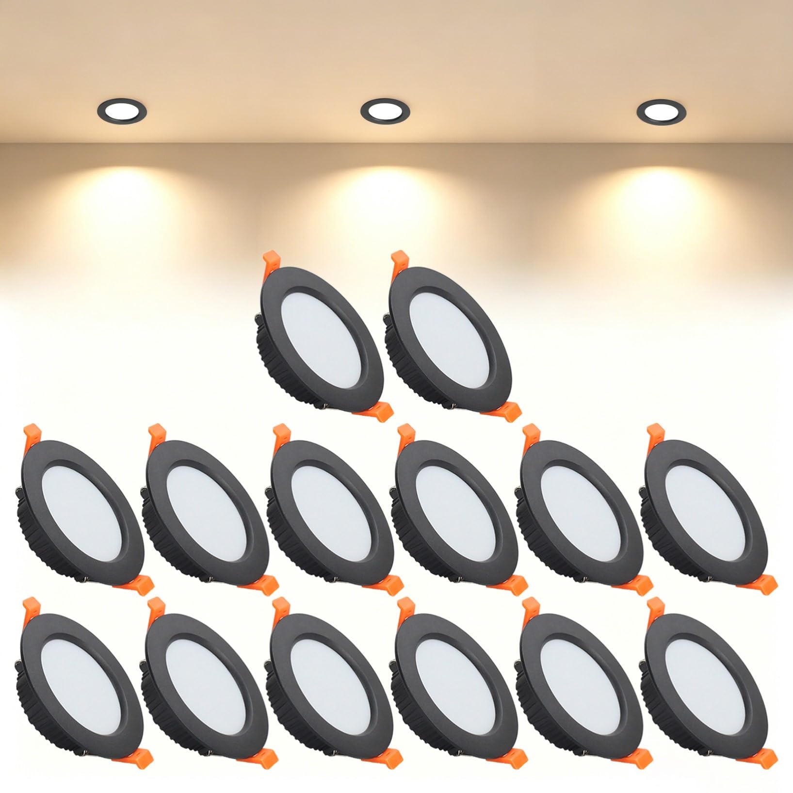 VOGHMOLD 5W Ultra Slim LED Downlight Recessed Ceiling Light 2.5 inch, 3000K Spot Lights Black Aluminum Trim, Cut Φ70-75mm, AC110-240V Panel Lighting for Office Hallway Closet, 14 Pack