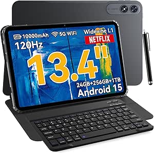 13.4-inch Android 15 Gaming Tablet with Keyboard, Pen, and Accessories, 24GB+256GB, 120Hz, Octa-Core, 10000mAh