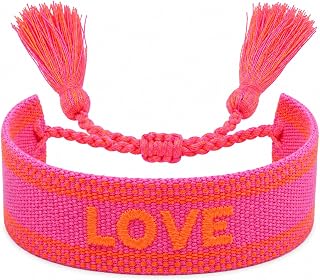 Selfmade Jewelry Stoff Armband Love Armband in Pink - Gewebtes Freundschaftsarmband, ideale kleine Geschenke für Frauen, einzigartiges Geschenk für Frauen