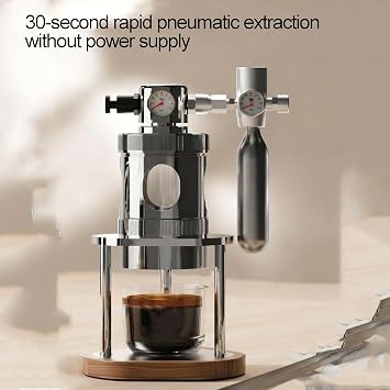 Coffee Machine,Espresso Maker, 58mm Pneumatic Portable Manual Coffee Machine with Pressure Gauge, 16Bar Fast Extraction, Stainless Steel, Detachable Design for Home, Travel, Camping