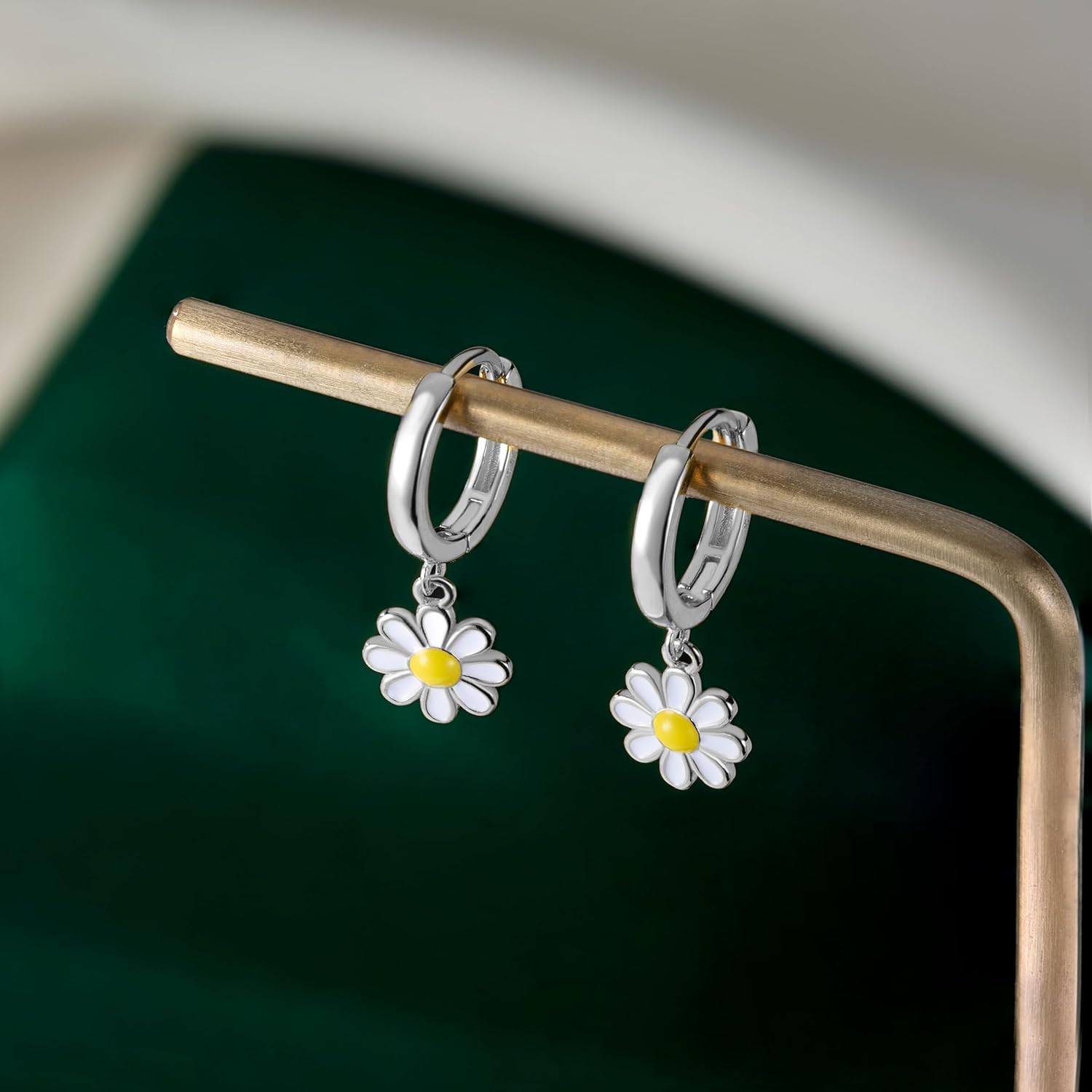 SLUYNZ 925 Sterling Silver Daisy Flower Hoop Earrings for Women Teen Girls Small Daisy Huggie Earrings Drop - Image 4