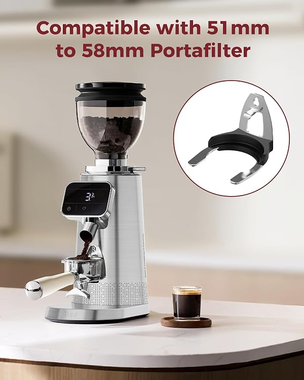 Tuni G3 64mm Flat Burr Electric Coffee Grinder with 100 Grind, Silver by Tuni - Used condition - Image 8