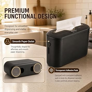 Countertop Multifold Paper Towel Dispenser, Black | Dual-spring ABS dispenser for bathrooms, kitchens, offices and commercial spaces; fits C-fold, Z-fold and multifold towels.