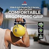 Vista 2 de Aeromat Elite Mini Kettlebells – Weighted Exercise Medicine Ball with Anti-Slip Grip & Wide Handle, Strength Training Kettlebell for Squats
