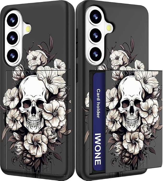 for Samsung Galaxy S26+ Plus Case - Black Floral Skull