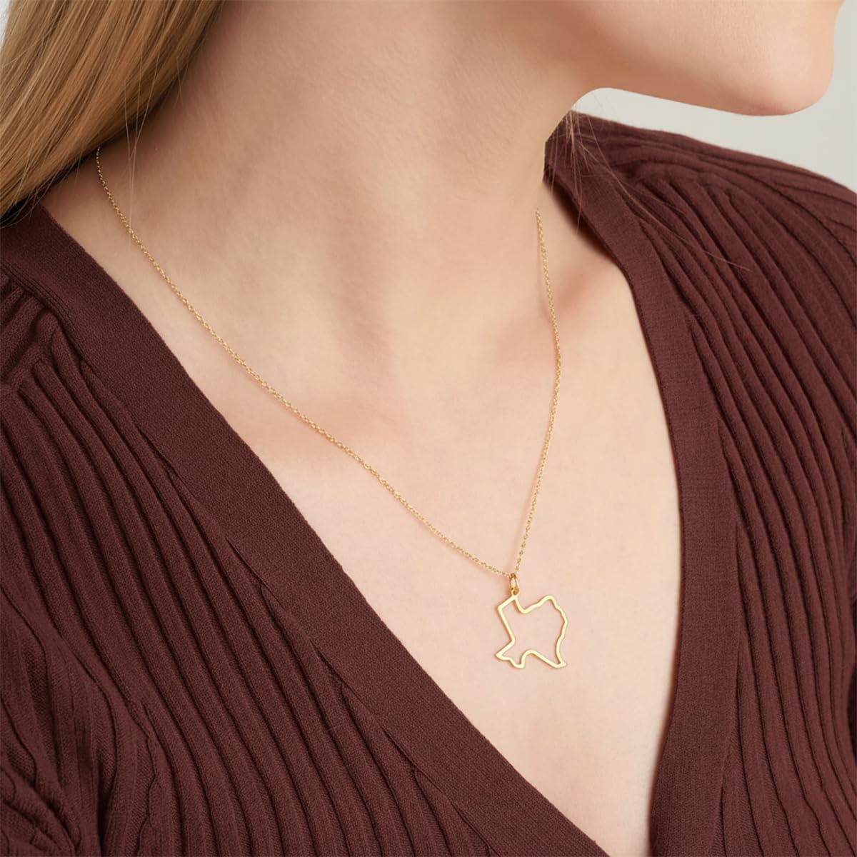 Texas State Necklace Home States Outline Country Map Pendant Necklace Long Distance Friendship Jewelry For Women Men - Image 3