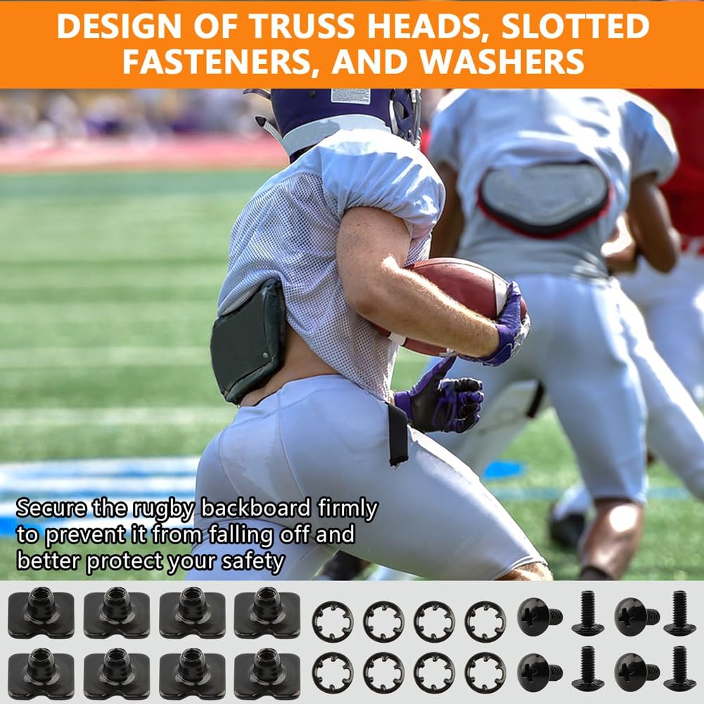 8 Sets Football Backplate Screws Chicago Screws, Battle Backplate, Heavy Duty Metal Hardware for Adult and Youth Football Backplates & Shoulder Pads, with Screwdriver, Nuts, Washers and Box