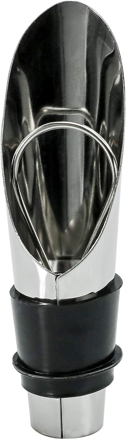 Vinturi Easily Removes Natural and Synthetic Corks Features a Traditional Lever Opener Pourer Pump and Stoppers Wine Accessories, 7-Piece, silver