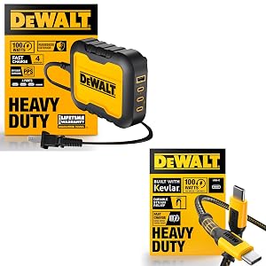 DEWALT 4 Port USB C Charger Block 100W USB Heavy Duty 100W USB C Cable 6 FT for