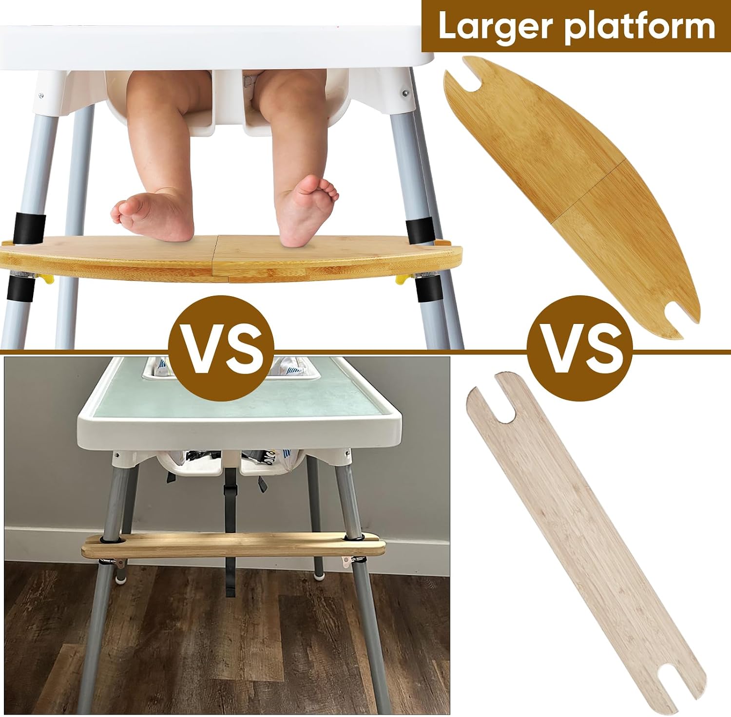 Baby Bamboo High Chair Accessories Compatible with Antilop IKEA Footrest, Adjustable Foot Rest