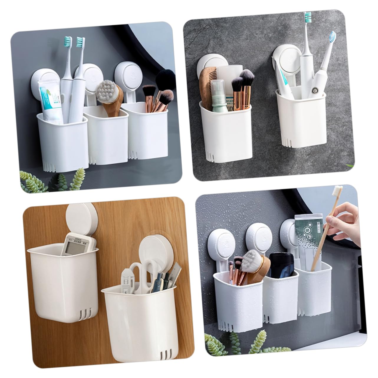 ULTECHNOVO 3piezas Soporte De Pared para Cepillos De Dientes y Afeitar Organizador y Cocina Ventosa Sin Taladros para Superficies Porosas Almacenamiento De Accesorios De Personal