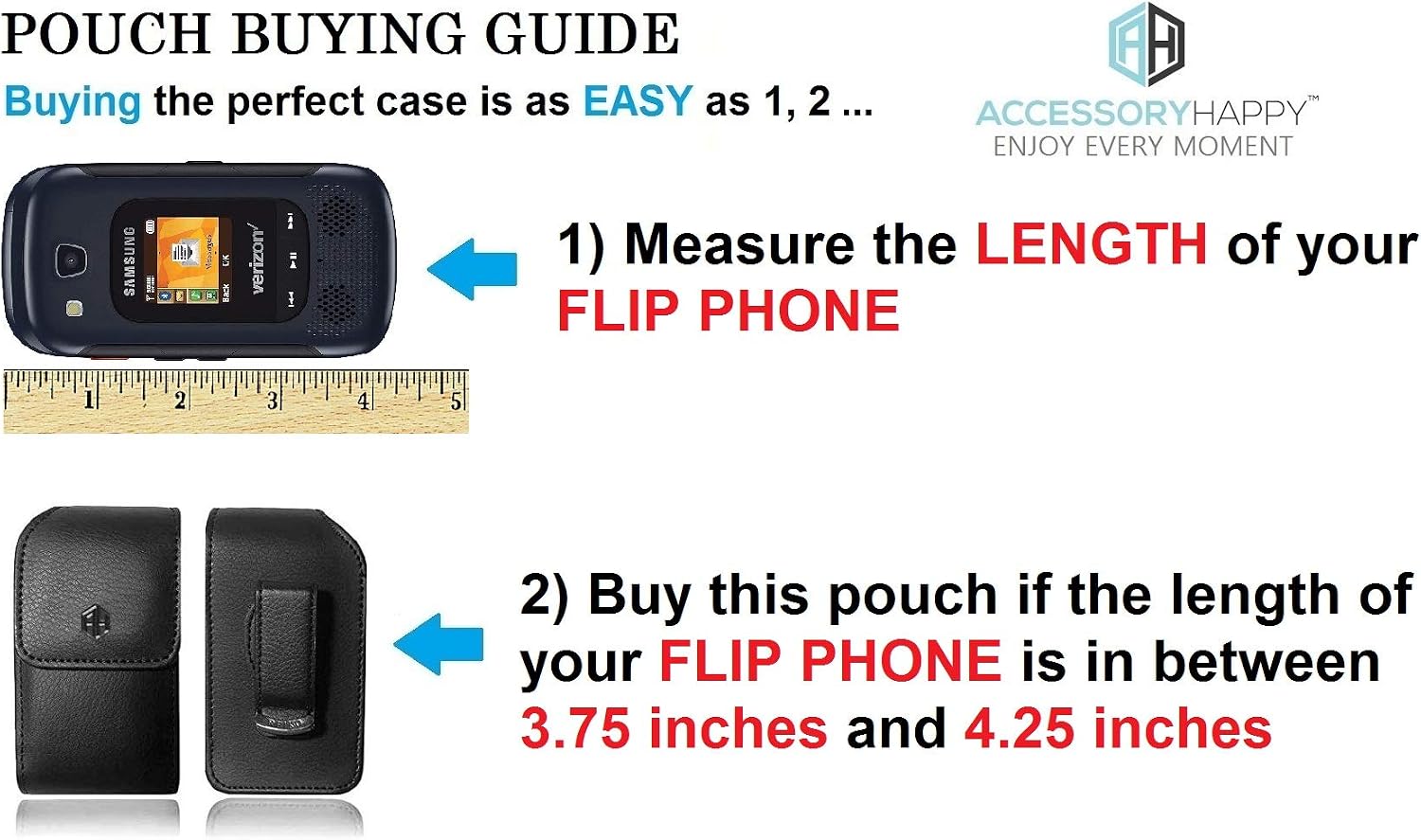 AH Leather Flip Cell Phone Case Holder Belt Case, Flip Cell Phone Cases Swivel Flip Phone Pouch Case Hip Holster Belt Clip Case Fits for Moto LG Samsung Kyocera Flip Phones(Black)