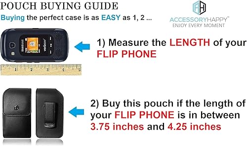 Miniatura 2 de AH - Funda de piel vertical pequeña con clip giratorio de 360, funda para teléfono, soporte para cinturón para LG B470 Kyocera Cadence LTE Alcatel