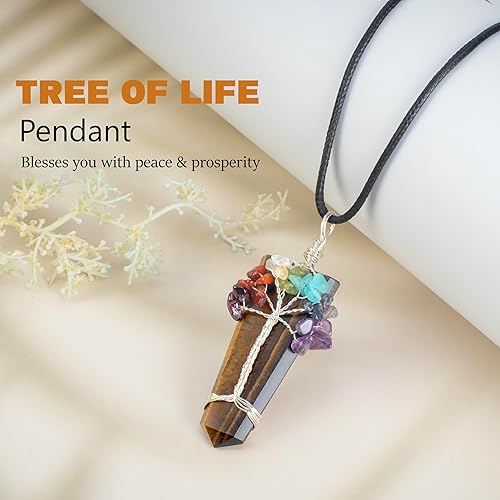 Miniatura 10 de Crocon Gemstone Pendant Necklace Handmade Reiki Healing Crystal Amulet Natural Stone Jewelry for Unisex Gift