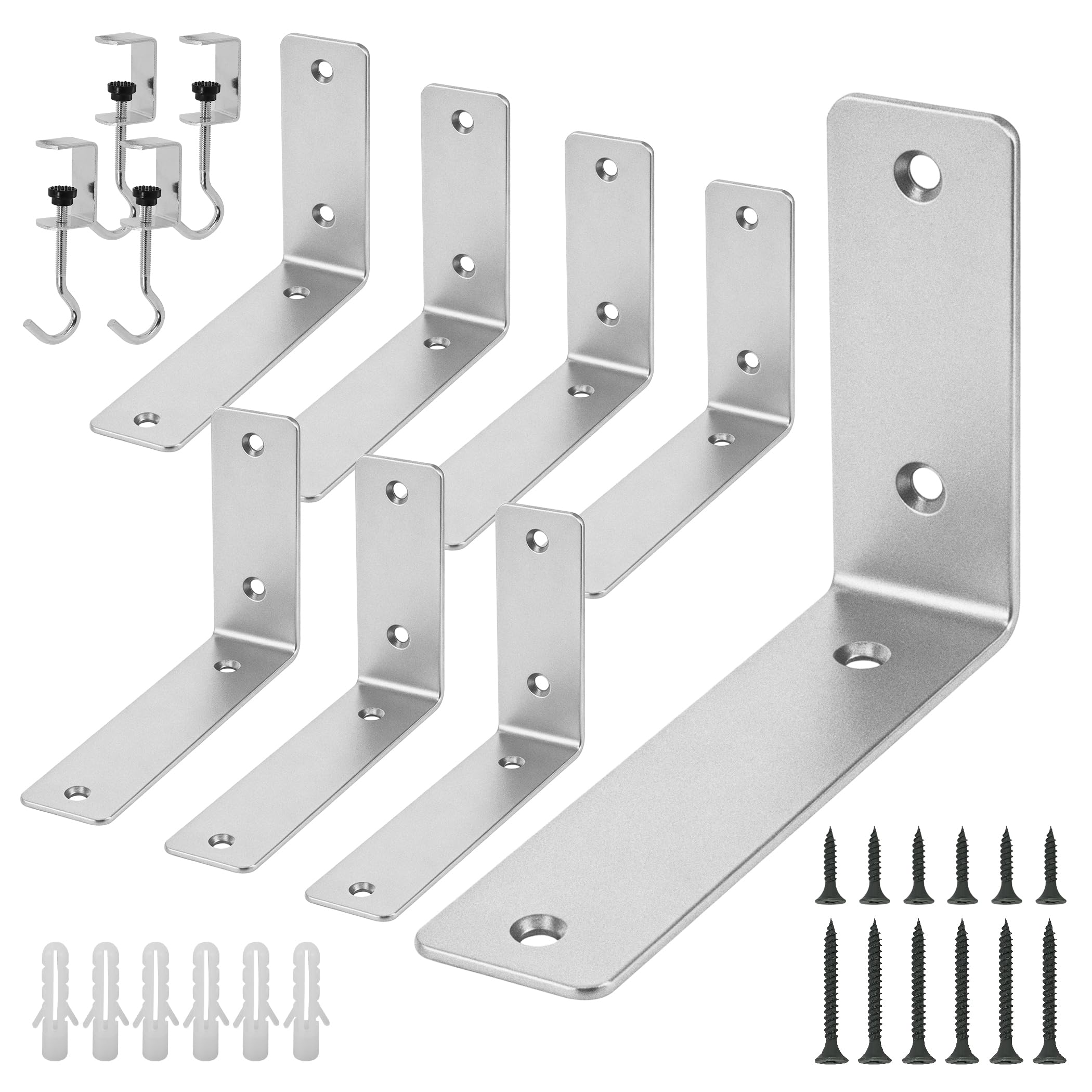 Supports d'étagère flottants en L en métal pour équerre murale bois | 8 pièces