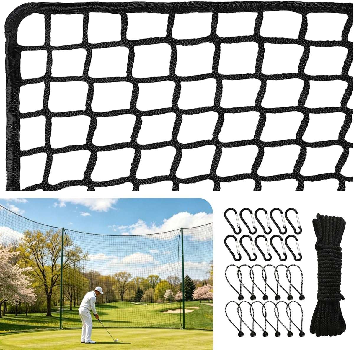Multi-Sport Golf Practice Hitting Net, Durable Weatherproof Golf Training Net for Backyard Indoor Outdoor Driving, Compatible with Golf, Baseball, Tennis, Soccer Balls