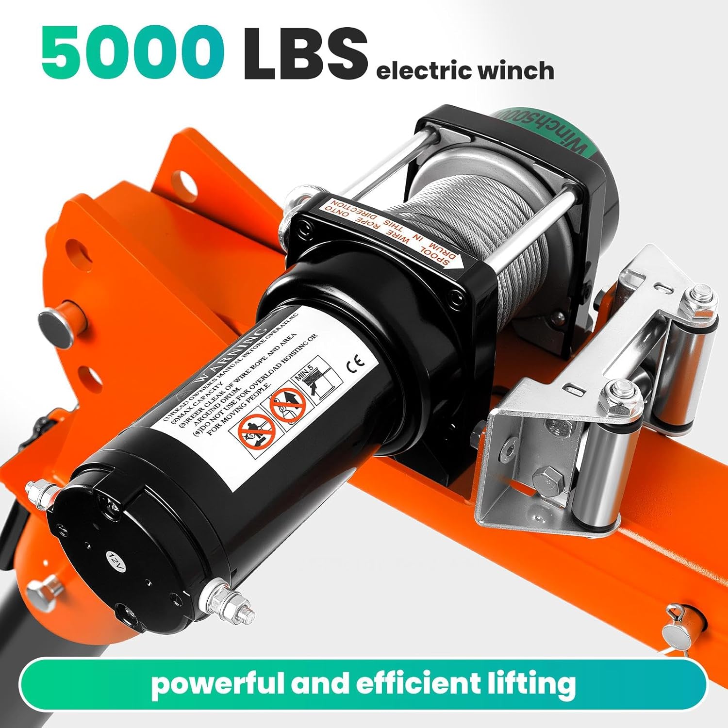 2025 New 5000LBS Folding Truck Mounted Bed Crane, Electric Pickup Truck Crane, 5000LBS Electric Winch 12V, Folding Steel Frame, Load Capacity 2200 LBS, 360° Rotation for Pickup Truck Lift