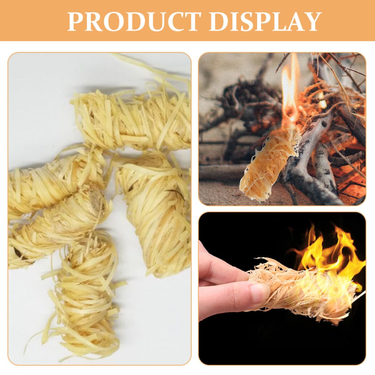 IMIKEYA Encendedor Natural para Barbacoa de Madera Resistente al Viento, 50 Piezas de Madera Khaki para Chimeneas y Camping en Cualquier Clima