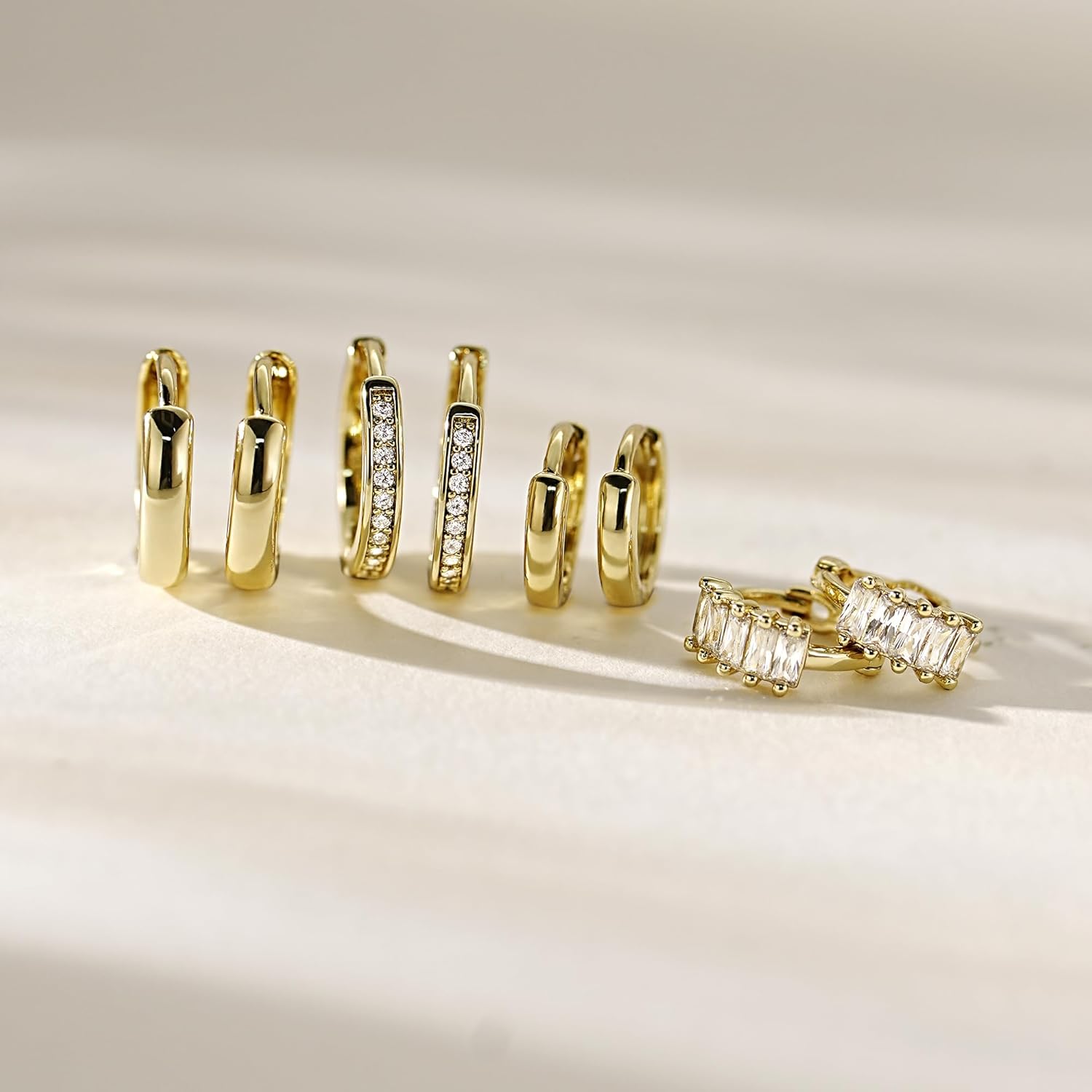 4Pairs Statement Gold Hoop Earrings for Women Trendy,Surgical Steel Gold Plated Hoop Hypoallergenic Earrings Set,Titanium Hoops Earring Stacks,CZ Cartilage Huggie Hoops Earring Gifts for Girlfriend - Image 5