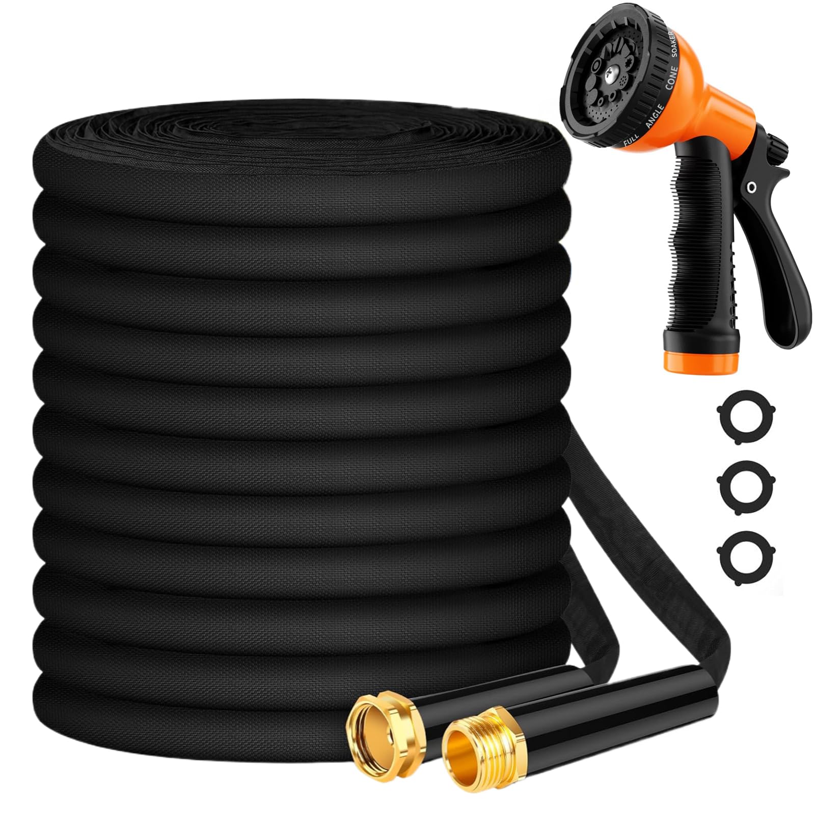 Tuyau d'arrosage 15,2 m robuste anti-fuite en latex 3 couches