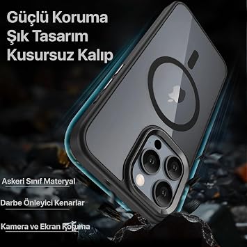 Minesk iPhone 17 Pro Max için SUPER-CRYSTAL Magsafe ile Uyumlu Kılıf Arkası Kristal Berraklığında Cam Görünüm Kenarları Darbe Emici Silikon Hybrid Kılıf (Turuncu, 17 Pro Max)