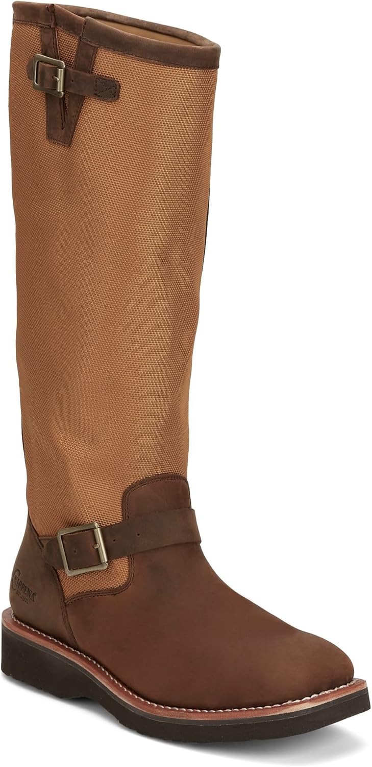 Justin Boots Men's Cottonwood Hickory Brown Square Toe 17in Tall Snake Boot