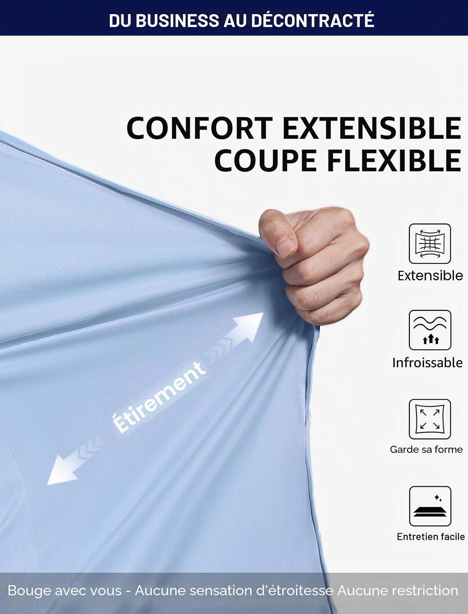 Enlision Chemise habillée à Manches Longues pour Homme Extensible sans Repassage avec Boutons sans Plis Coupe Classique pour Affaires Formelles avec Poche