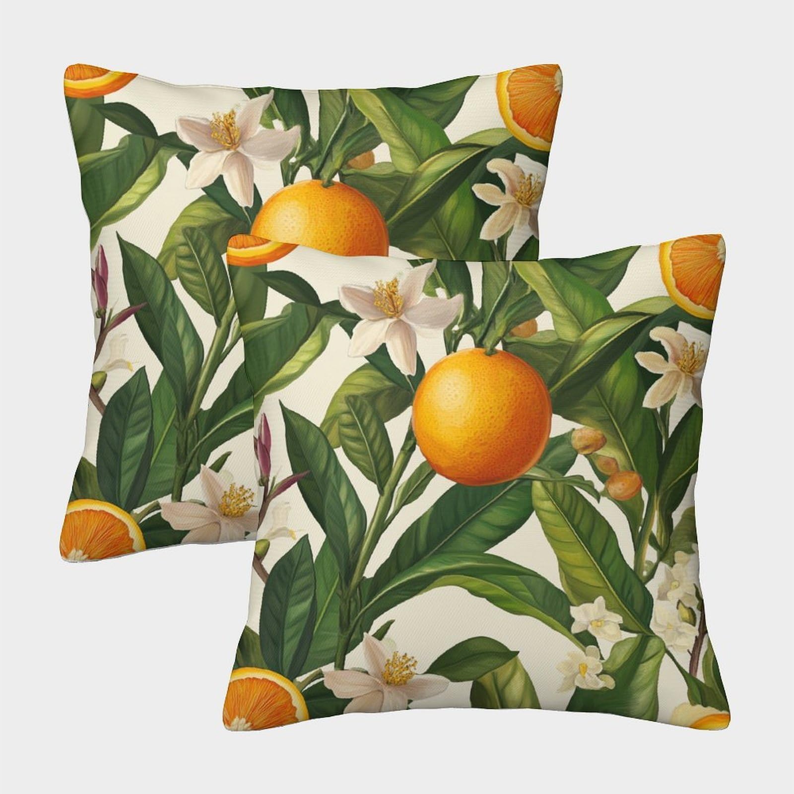 kaiyun 2 Pack Plants - Orange And Turmeric Flowers Pillow Case 45x45cm Throw Pillow Case,Modern Decoration Pattern for Terrace Sofa Bedroom Indoor Outdoor Party