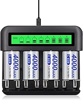 Vista 1 de Tenberly Cargador de batería universal AA AAA C D con 4 baterías recargables de tamaño C de 4000 mAh