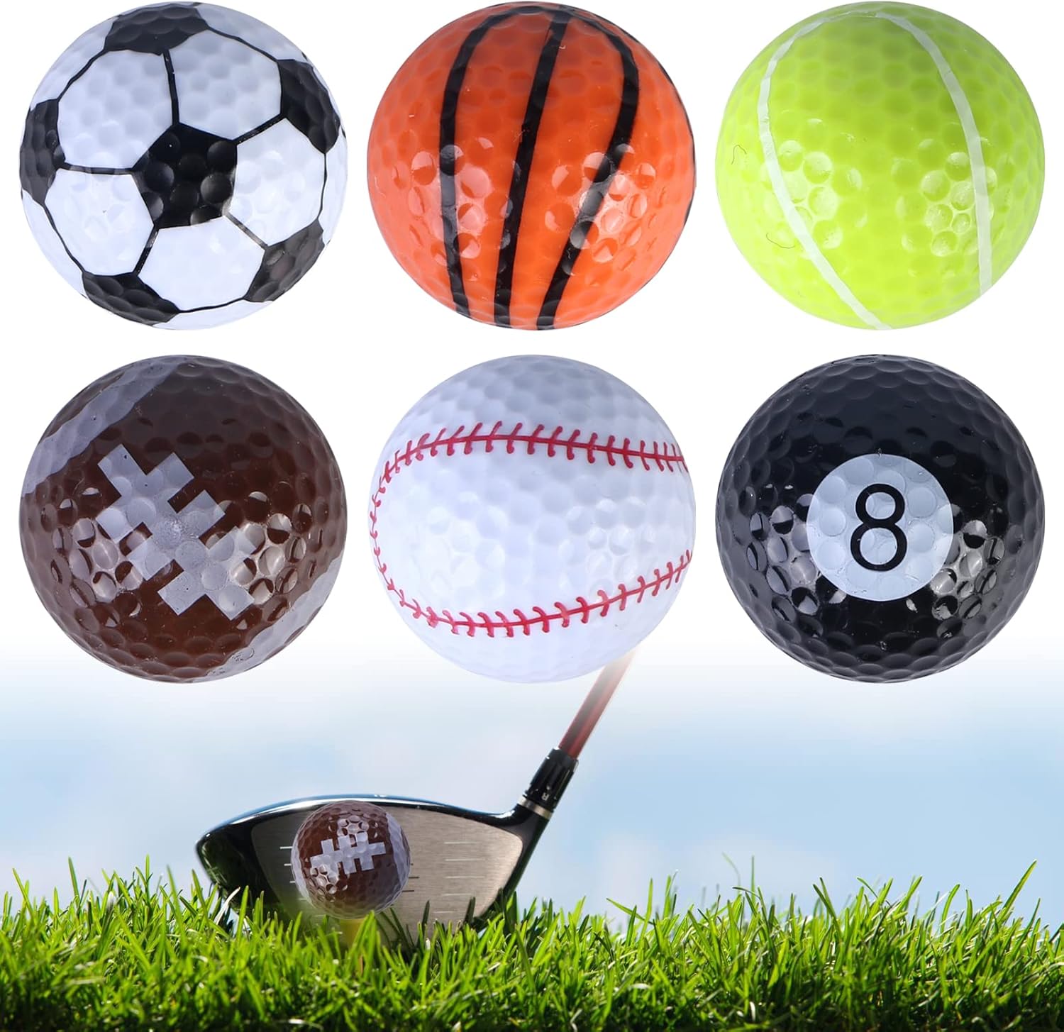 Rhitchy Funny Novelty Practice Golf Balls 6 Pack Personalized Golf Balls Colored