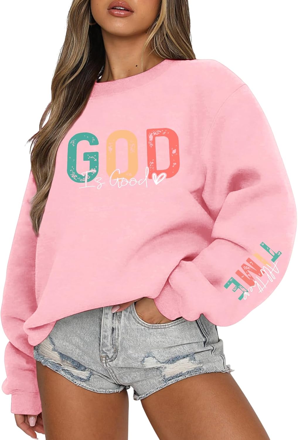 Christian God Is Good Sweatshirt for Women Oversized Religious Jesus Faith Shirts Inspirational Bible Verse Pullover