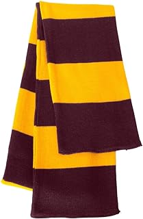COUVER Rugby Striped Knit Scarf for Men Winter Long 100% Acrylic knit Scarves