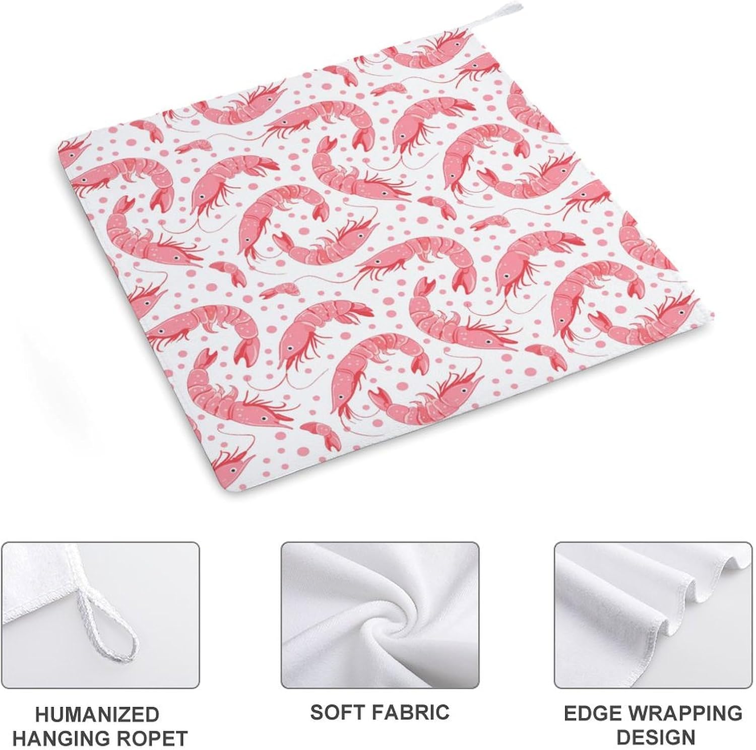 Lobster Hand Towels for Bathroom Kitchen Towels Small Towel Handkerchiefs with Hanging Loop 4PCS