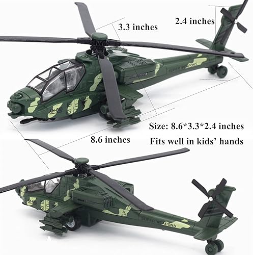 Miniatura 7 de OTONOPI Helicóptero militar con luces y sonidos, modelo de la Fuerza Aérea fundida a presión, regalo de cumpleaños y Navidad para niños y niñas,