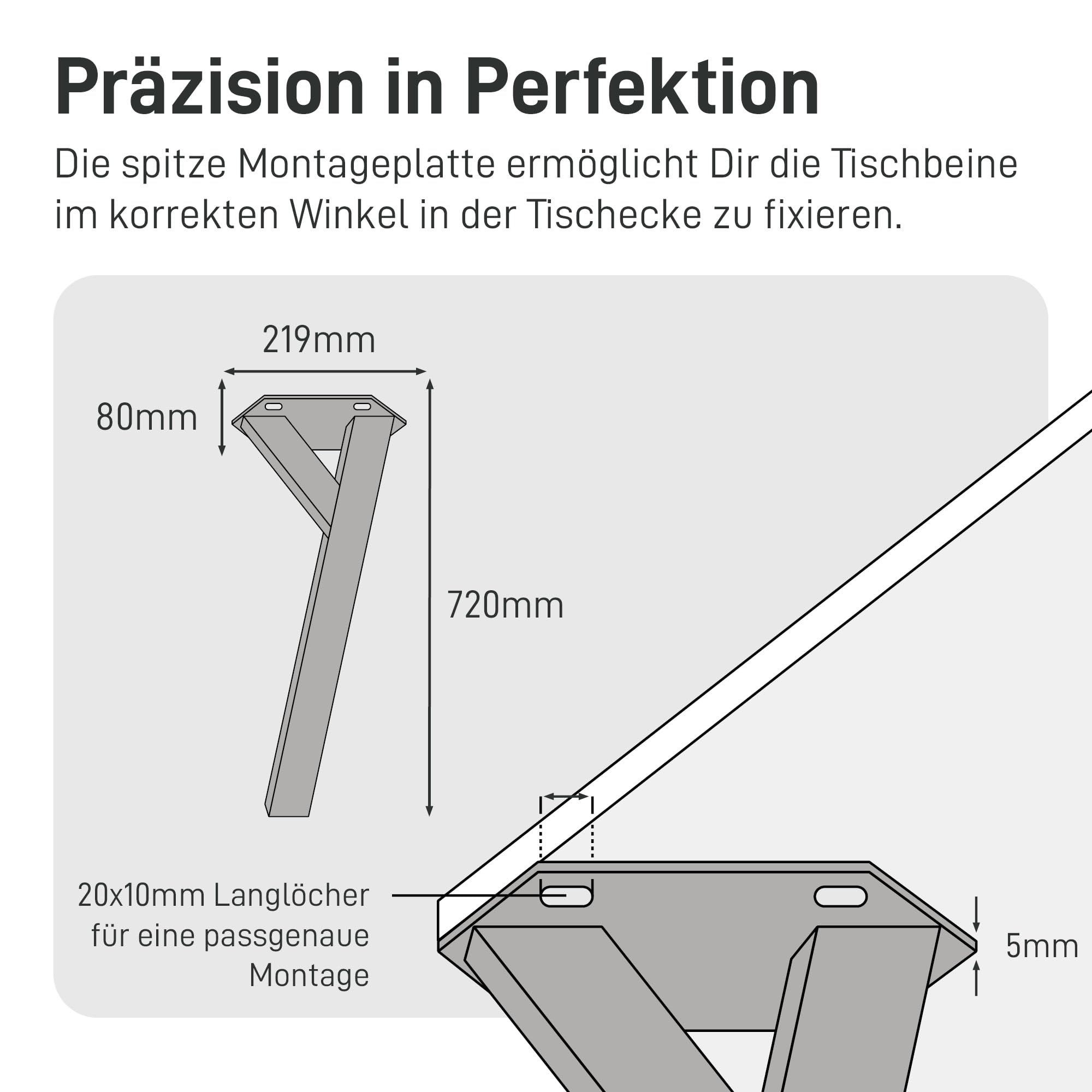 Natural Goods Berlin 4er Set Y Legs Tischbeine (Schwarz, 72 cm) - Möbelfüße aus Metall in Y-Form für Dein nächstes DIY-Projekt - Schwerlast Tischgestell für Schreibtische & Esstische