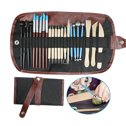 Anxingo 24 in 1 Pottery & Clay Sculpting Tools with Assorted Shape Size DIY Clay Modeling Tool Set for Kids