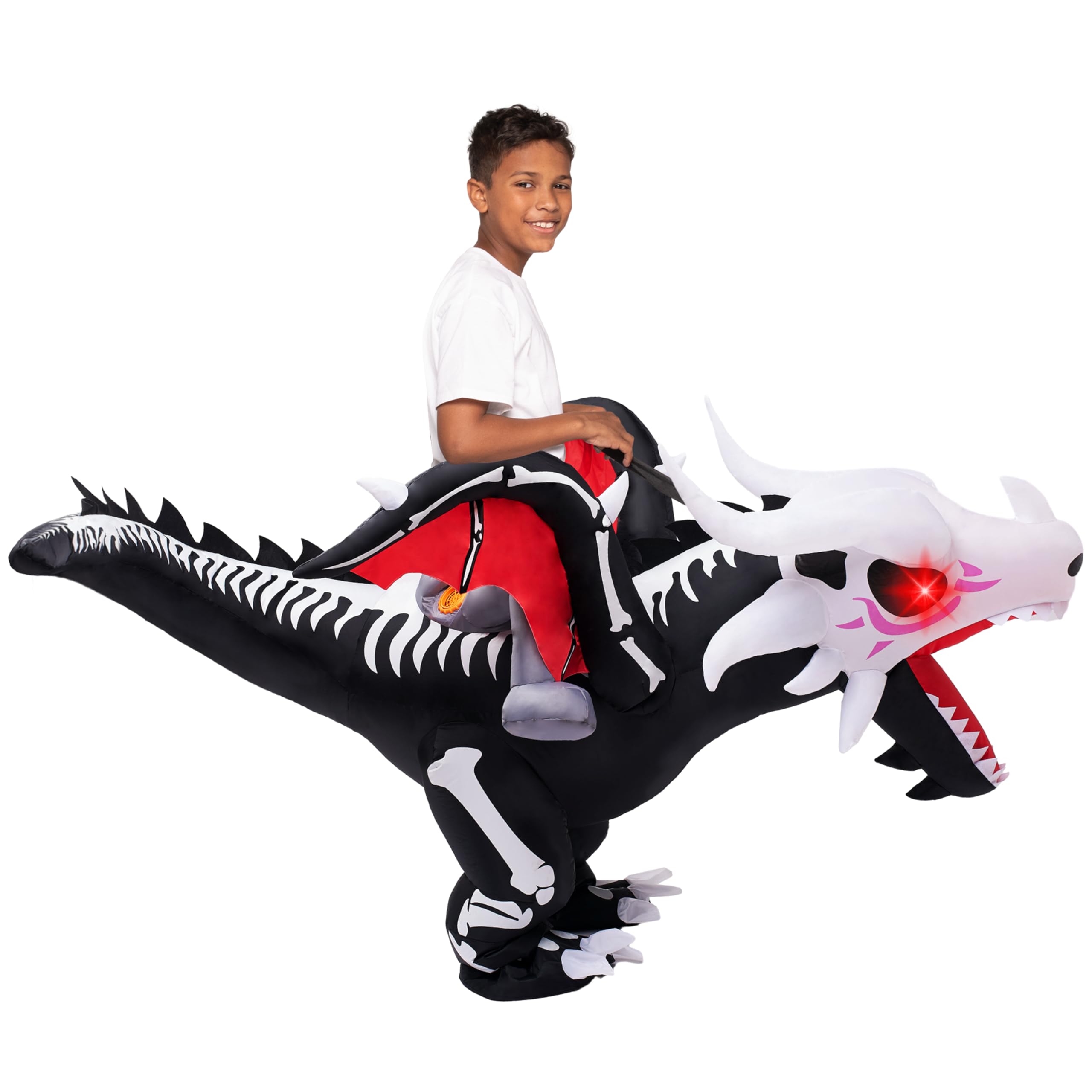 Spooktacular Creations Halloween Dragon Skeleton Inflatable Costume Kids, LED...