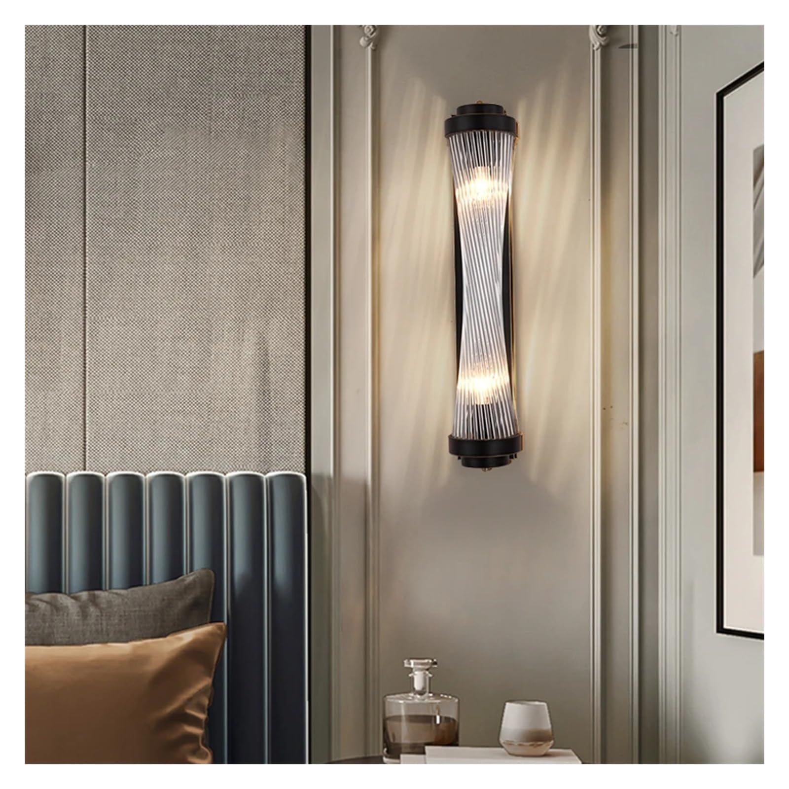 VDOQTLJT Modern Wall Lights Crystal Gold Living Room Bedroom Bedside Lamp Aisle Home Lighting Indoor Light Fixture Pendant Ceiling Fixtures(Warm White,Black H60cm)