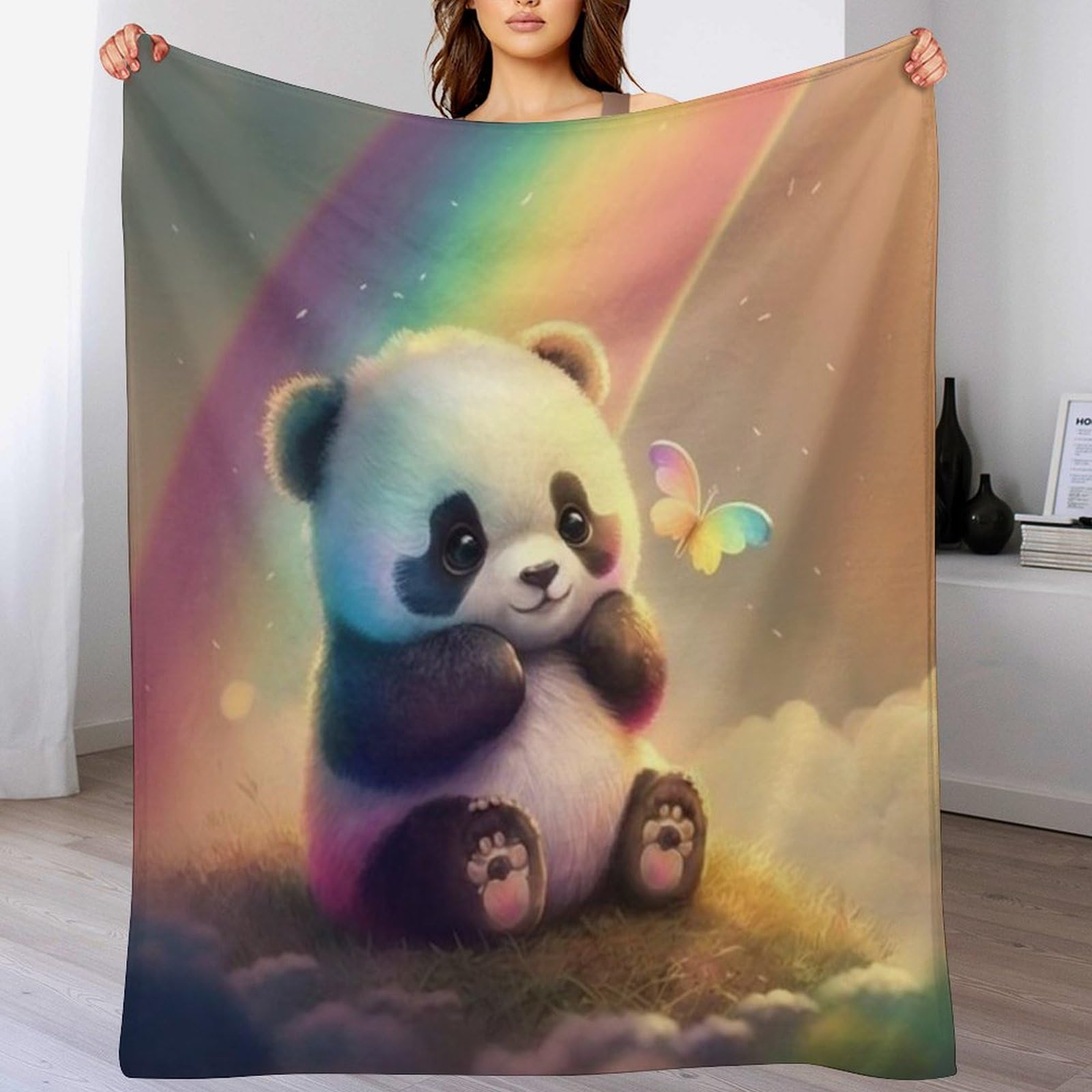 Manta de panda para sofá y tardes de cine manta de gran tamaño cálida y supersuave para invierno