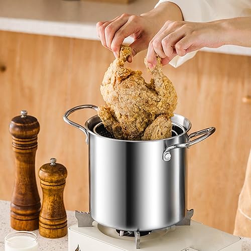 Miniatura 4 de Olla pequeña con canasta, mini freidora de 3 cuartos de galón para lotes pequeños, olla de sopa y tapa para 1 a 3 personas, funciona en estufa