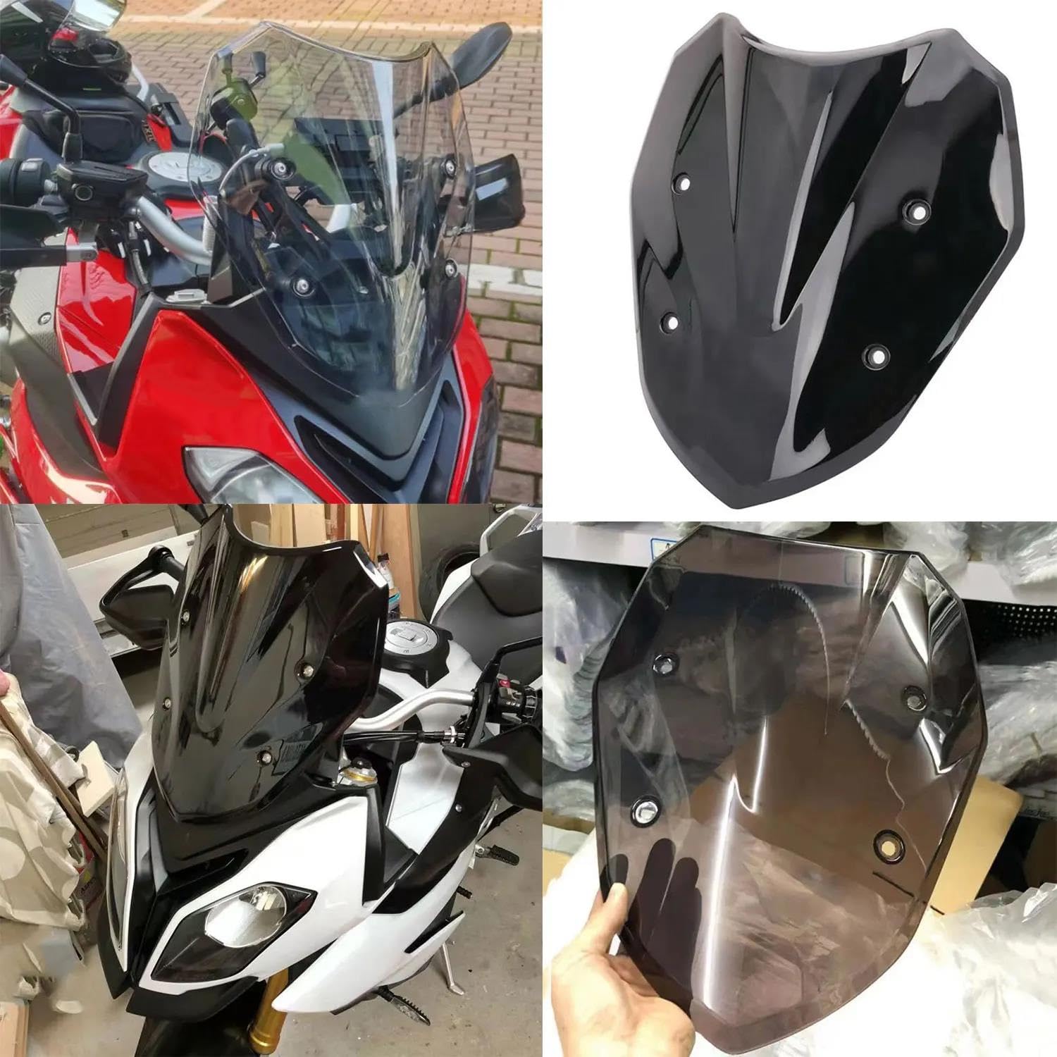 Dla BMW S1000XR 2014 2015 2016 2017 2018 2019 Szyba Przednia Motocykla Deflektory Wiatru Podwójna Szyba Bąbelkowa Deflektor Przedniej Szyby Motocykla(Chrom)