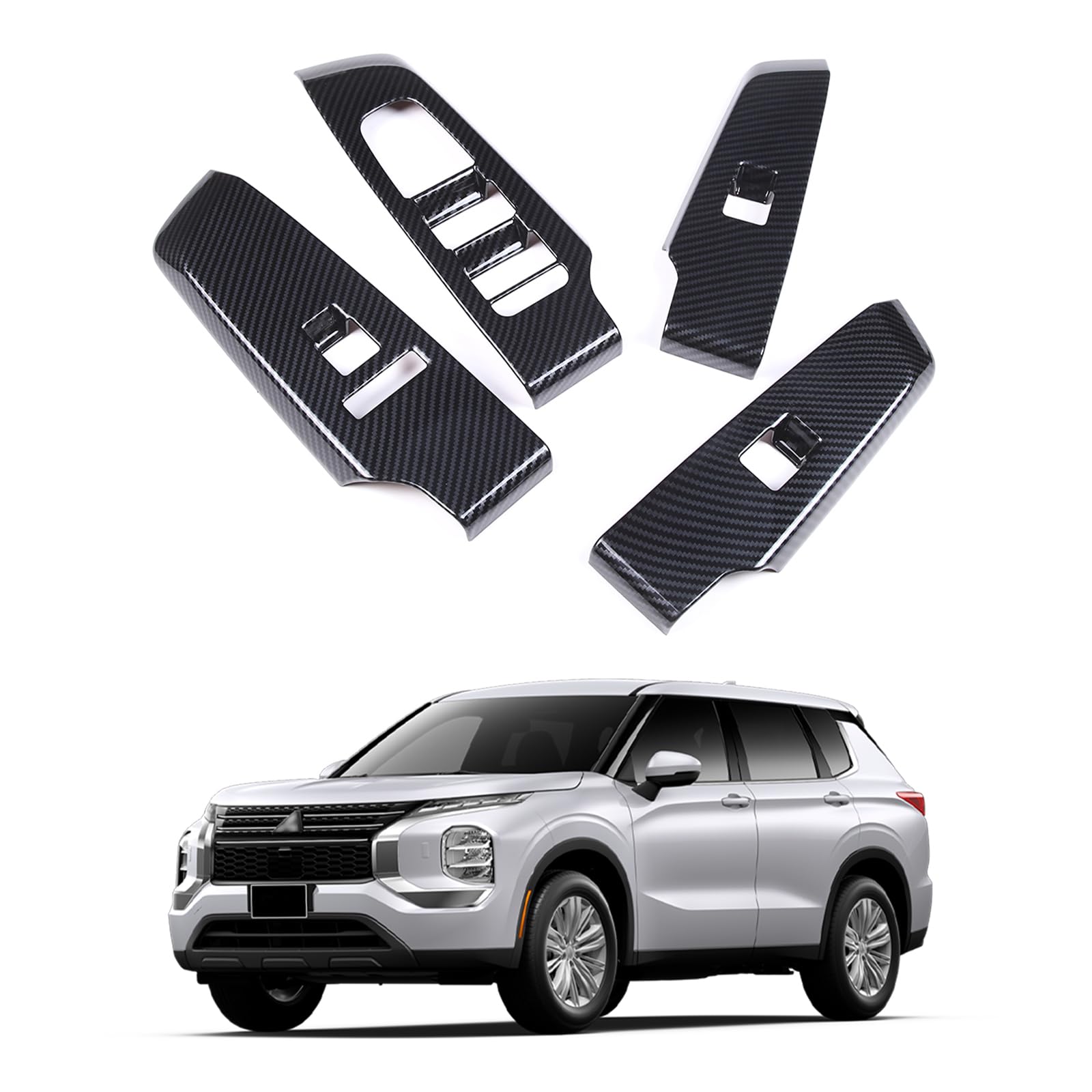 Cadre commande fenêtre Outlander 2022 anti-rayure insert ABS noir