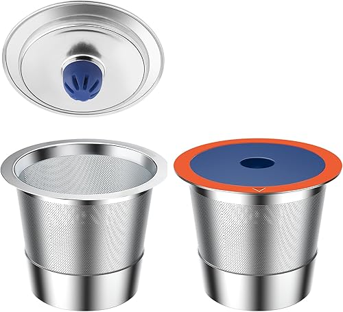 Miniatura 8 de Tazas K reutilizables de acero inoxidable para Keuring 2.0 y 1.0, cápsulas de café reutilizables para guardar la cafetera, paquete de 2 tazas K