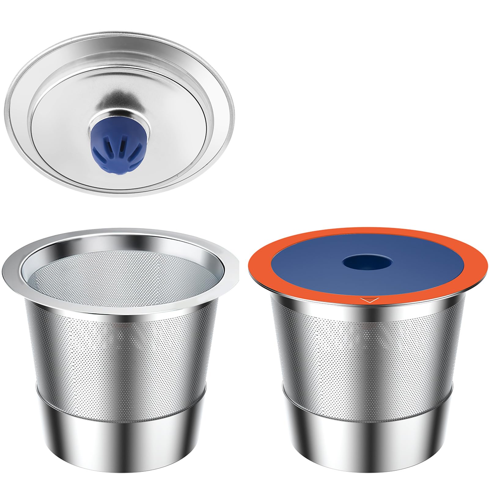 Paquete de 2 tazas K reutilizables de acero inoxidable para Keuring 2.0 y 1.0, cápsulas de café reutilizables para cafetera, taza K recargable resistente, filtros de cápsulas de café reutilizables
