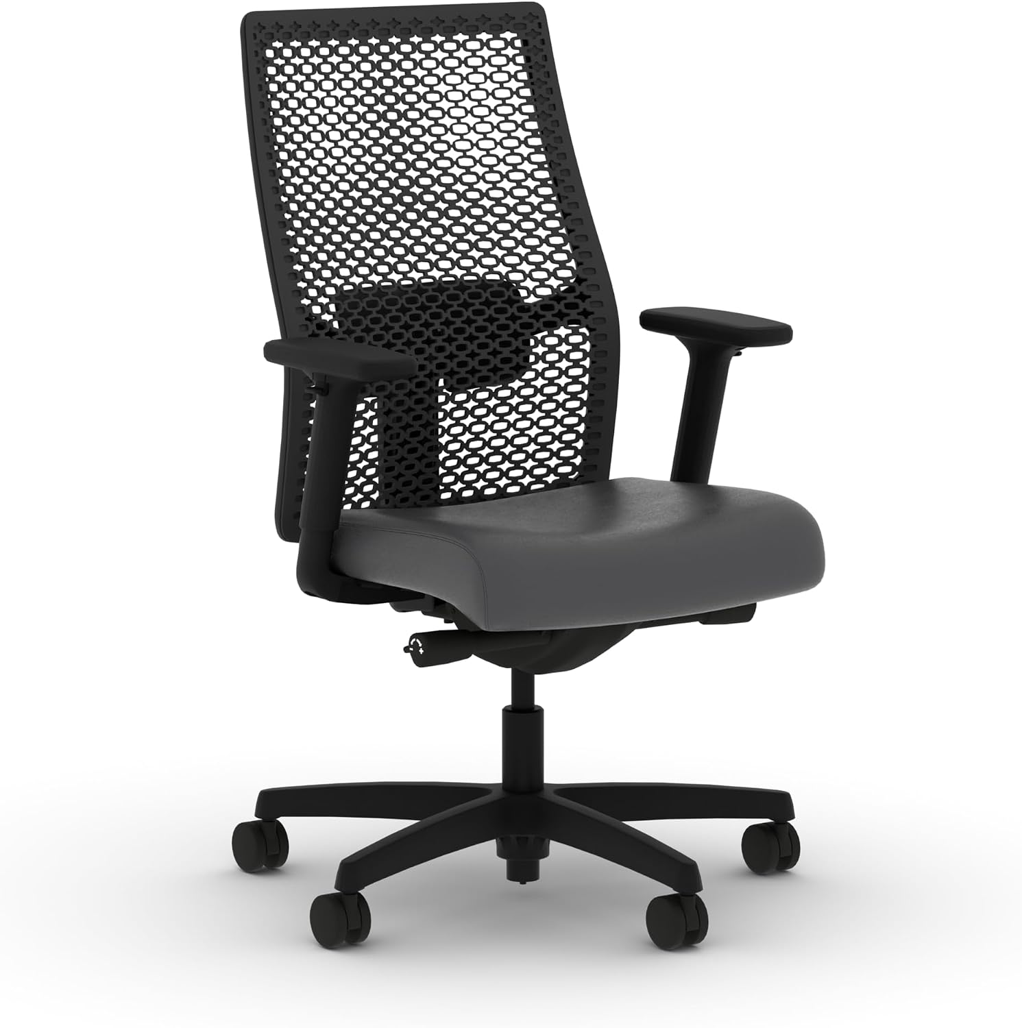 HON Ignition 2.0 ReActiv Ergonomic Office Chair, Mesh Desk Chair with Lumbar Support, Synchro‑Tilt Recline, Height and Width Adjustable Arms, Swivel Wheels, Black Frame, Steel