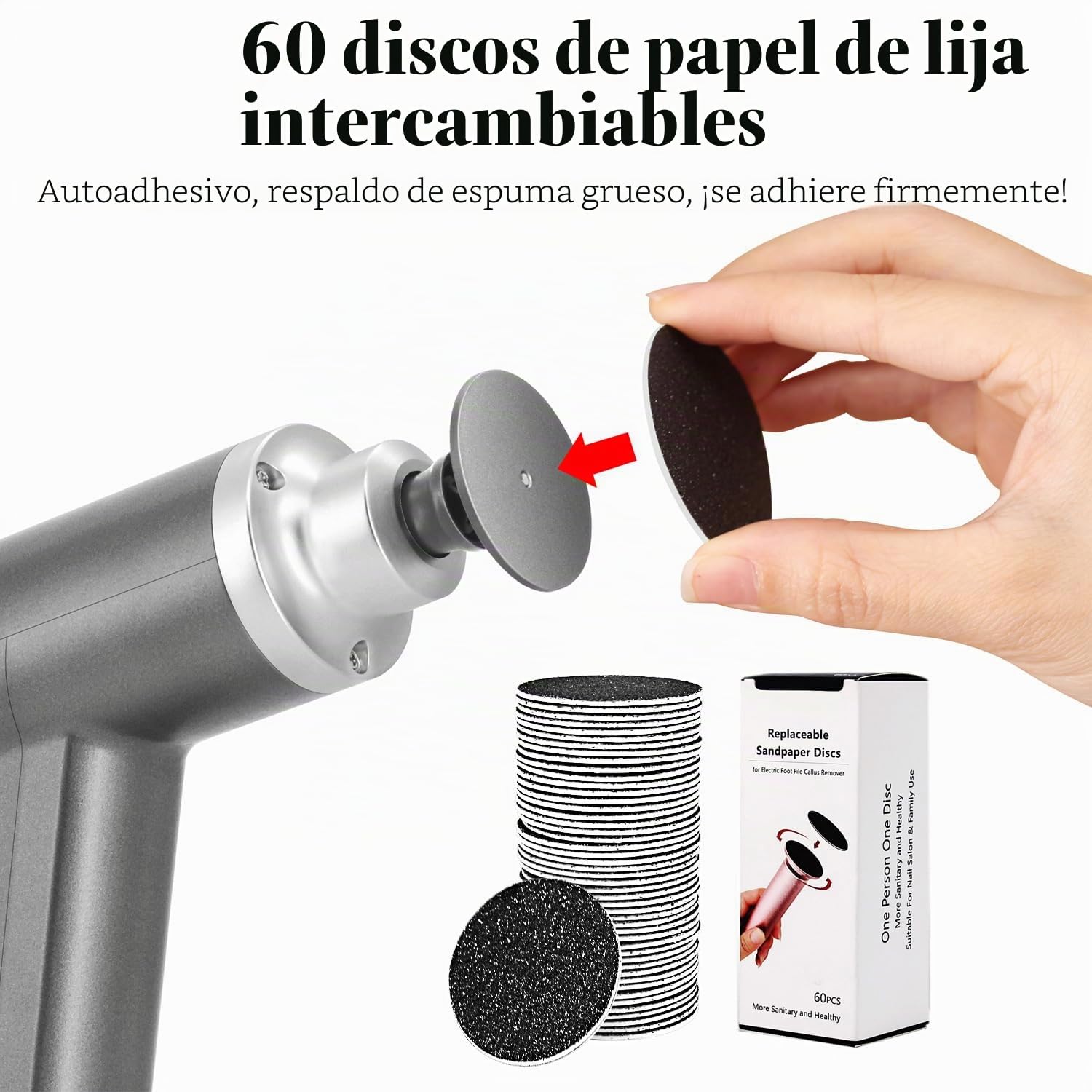 Eliminador de callos eléctrico 4500rpm Velocidad Ajustable Profesional Removedor de callos Eléctrico Eliminar Callos Pedicura Lima Eléctrica Pies, Gris FCR-3